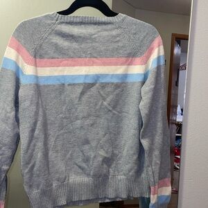Wild Honey Gray Sweater with Pastel Stripes